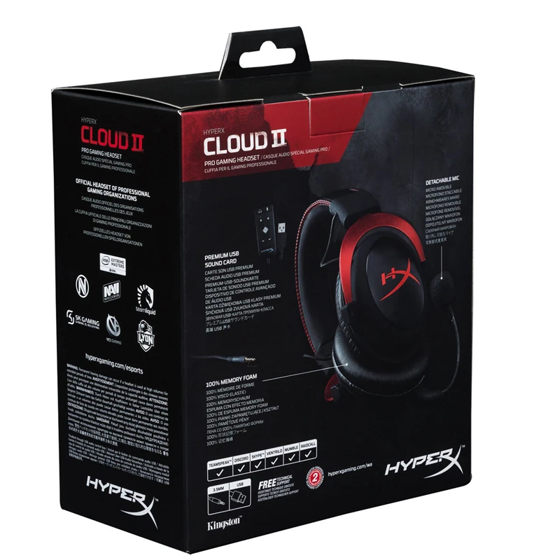 Наушники kingston HyperX Cloud II Hi-Fi 7,1 с объемным звуком, игровые наушники с микрофоном 3,5 мм для компьютера, мобильного телефона, наушники