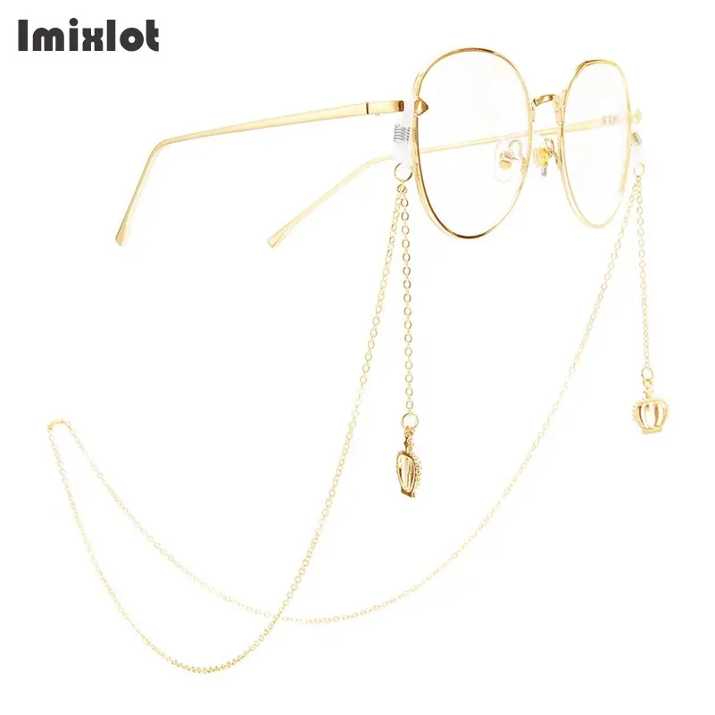 Imixlot Золотая цветная цепочка для очков для чтения с кулоном для женщин металлическая цепочка для очков шнур для очков шейный ремешок фиксатор для очков