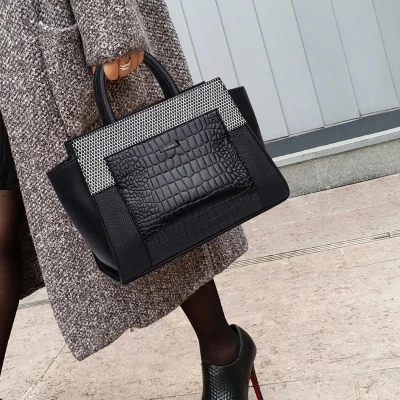 Модная женская сумка, женские роскошные сумки на плечо со змеиным узором, дизайнерские сумки, высокое качество, женская сумка-тоут, Змеиный узор, кожа