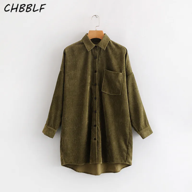 Aliexpress.com : Buy CHBBLF women army green corduroy shirt pockets ...