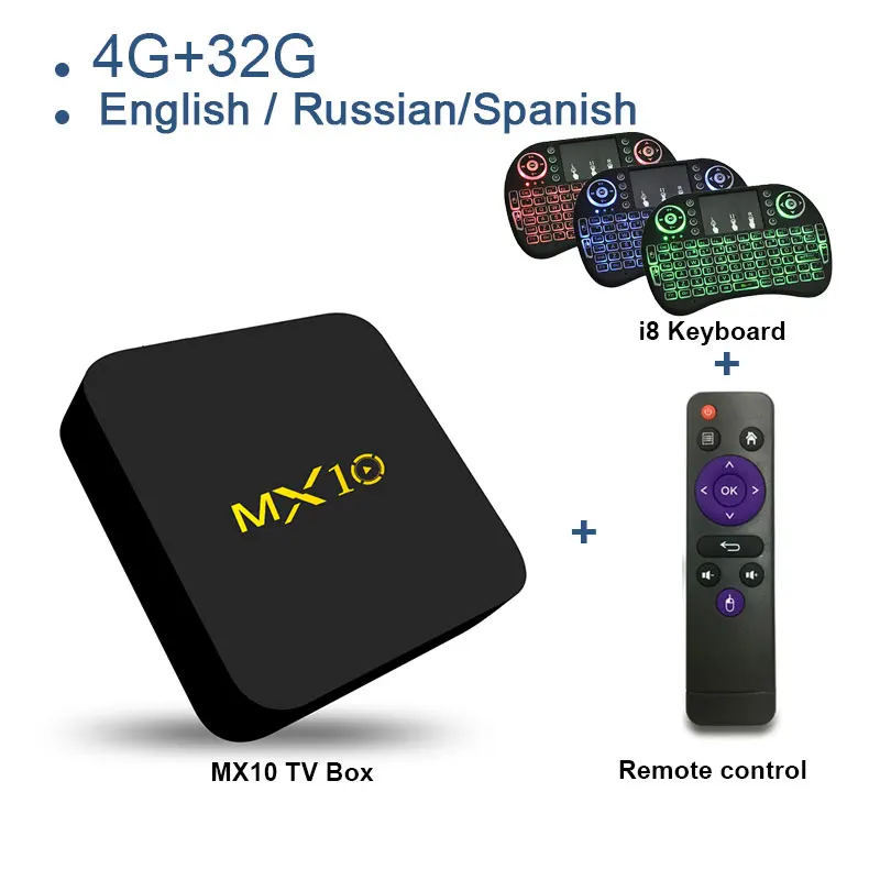 MX10 Android tv Box RK3328 4K tv Box Android 8,1/9,0 USB3.0 4 ГБ 32 ГБ 64 Гб Miracast WiFi HD медиаплеер для Smart tv PK T9 - Цвет: 4G32G I8