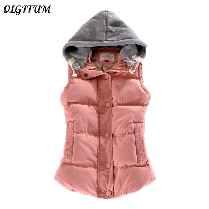 

2019 Women Winter jacket Vest Down Cotton Casual Temperament Slim Vest Coat Hooded Winter Warm Jacket And Outerwear