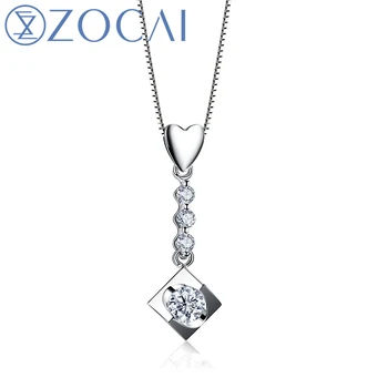 شراءZocai الماركة Dream Kiss 0.15 Ct Certified Diamond مدلاة 18 كيلو الذهب الأبيض مع 925 الفضة الاسترليني سلسلة Nacklace D00367