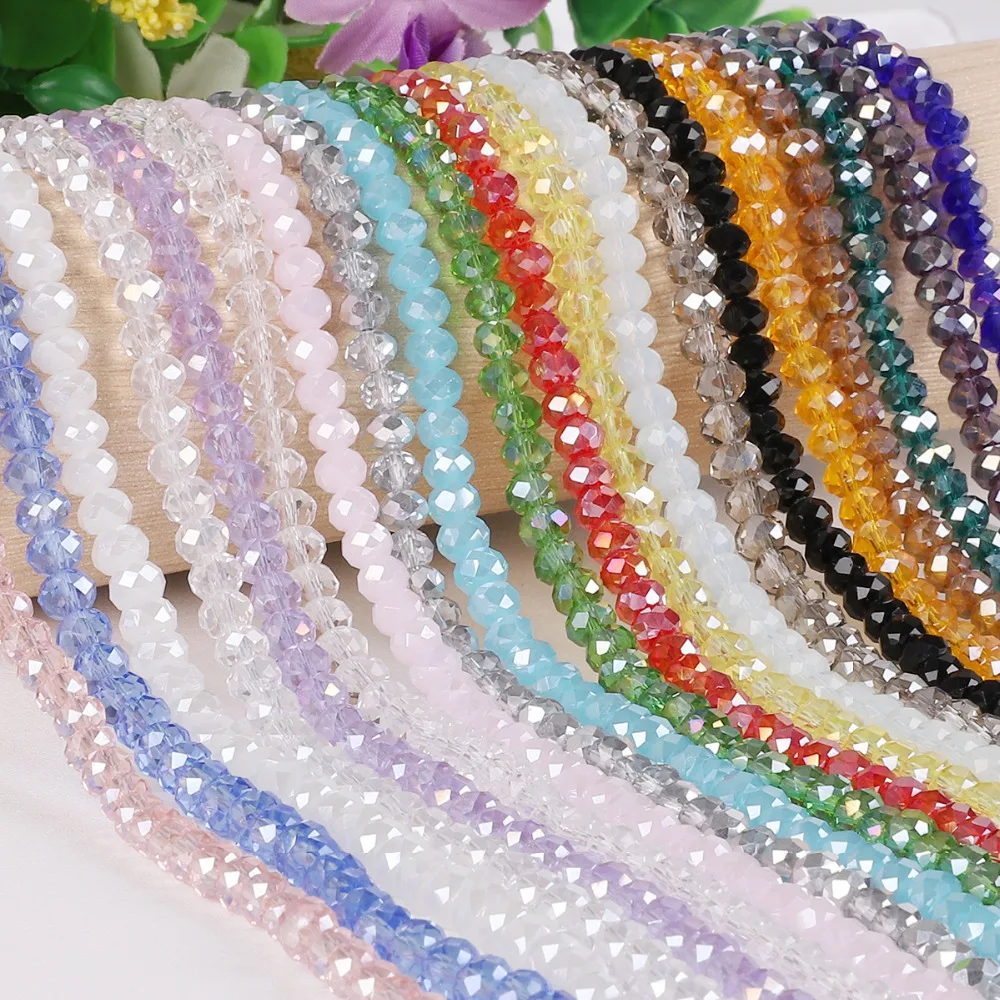 

2mm 3mm 4mm 6mm 8mm Rondelle Austria Faceted Crystal Glass Beads Round Loose Spacer Beads for Jewelry Making