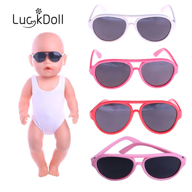 Five different colors mirror sunglasses for 18 inch American doll and