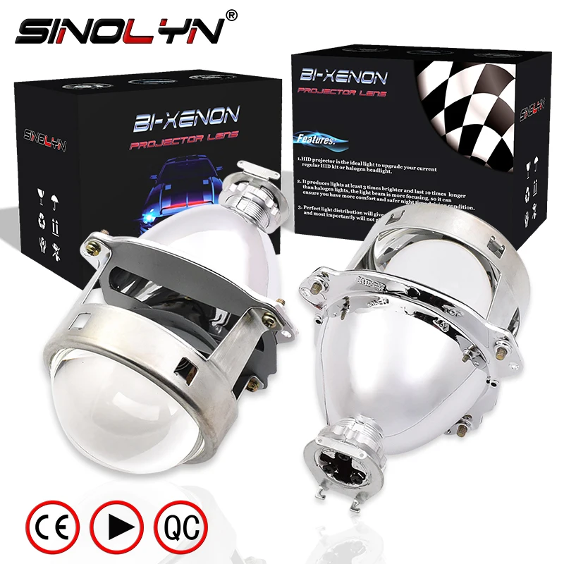 Meilleur SINOLYN mise à niveau métal 3.0 H1 Super HID Bi xénon lentille projecteur lentilles phare H1 H4 H7 phares voiture style Automobiles partie