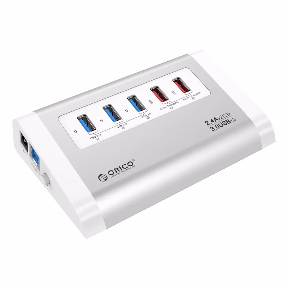 ORICO UH3C2-SV алюминиевый USB3.0 концентратор для ноутбука Настольный с 2 супер зарядными портами для мобильного телефона планшета-Серебристый