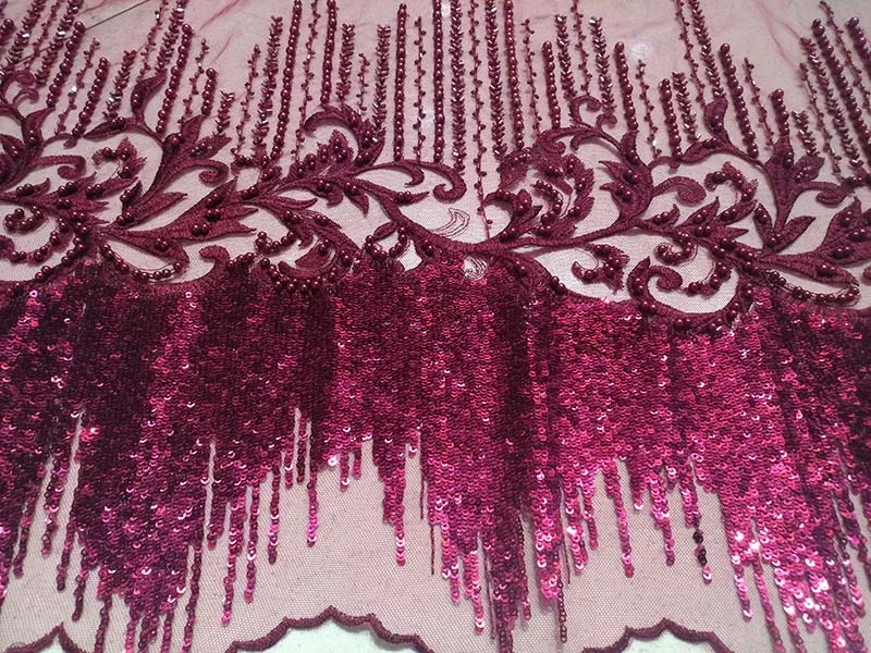 

handmade beaded lace Purple color ,African tulle mesh lace fabric high quality lace sold by yard