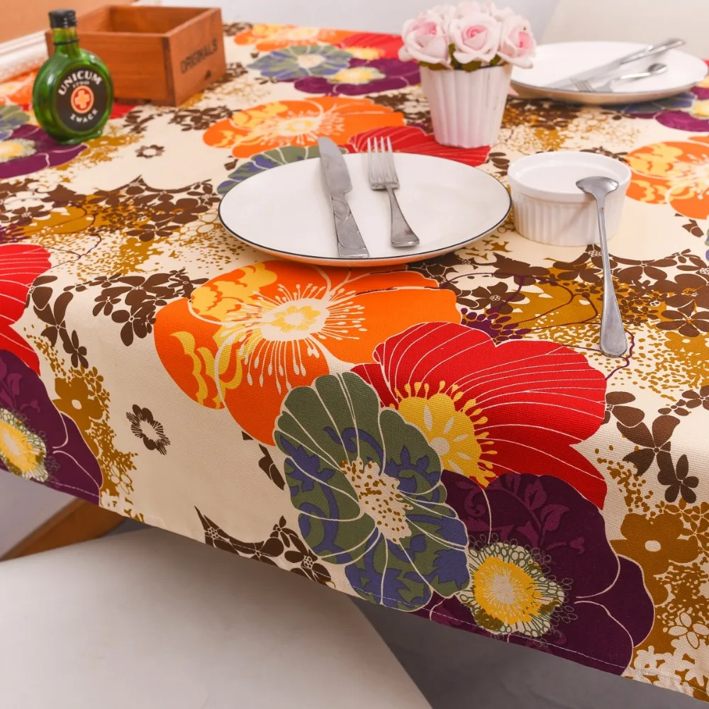 Cotton thick dining table cloth Europe and the United States retro flower tablecloth hotel home decoration
