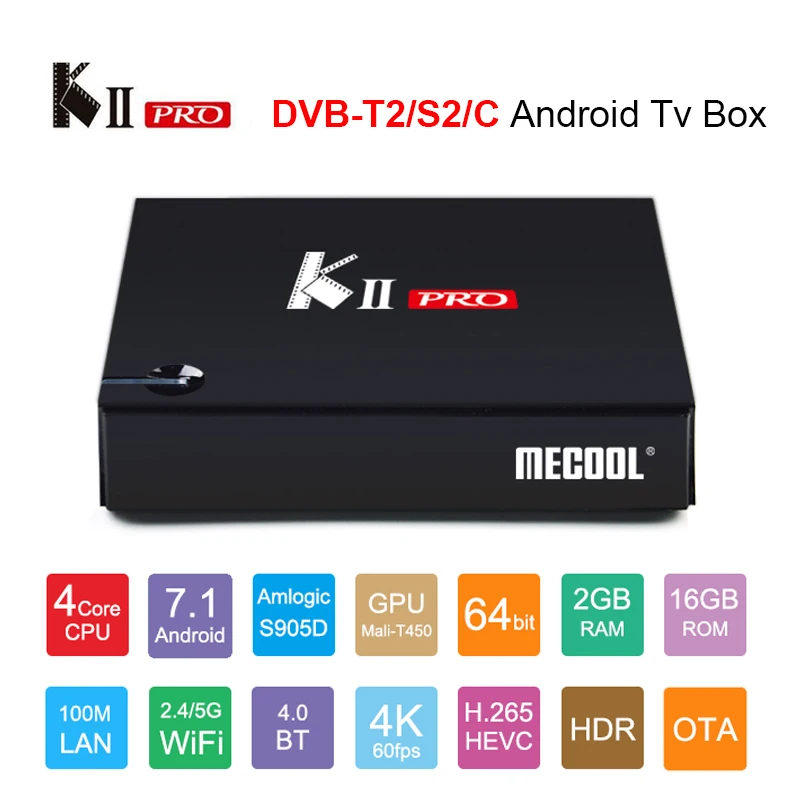 

Mecool KII PRO Satellite TV Receiver DVB-T2/DVB-S2/C Amlogic S905D Quad Core Android 7.1 Smart TV BOX 2.4G/5G WIFI Bluetooth 4.0