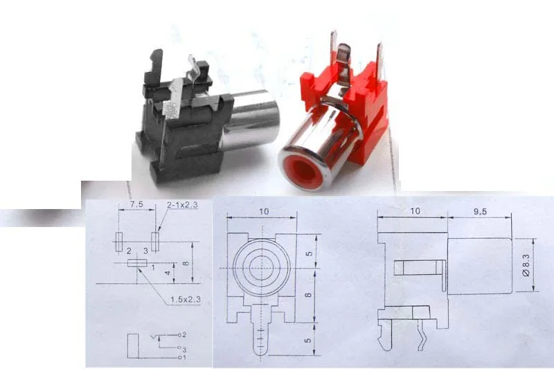 4-color-RCA-Socket-AV-Pin-Jack-with-Switch-PCB-Mounting-FOR-Amplifier-CCTV