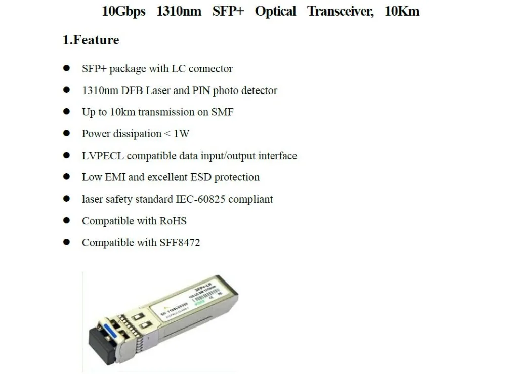 5 шт./лот, SFP+ 10G LR 1310nm 10 модуль приемопередатчика частотной манипуляции, км, SFP-10G-LR 10GBASE-BX однорежимный переключатель 10 км оптоволоконный модуль