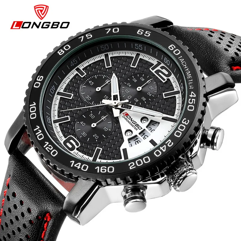 

2017 LONGBO Top Brand Men's Fashion Casual Sport Watches Men Waterproof Leather Quartz Wristwatches Military Clock Reloj Hombre