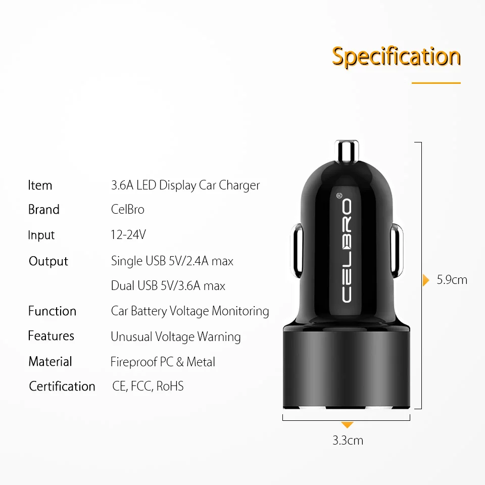 Обновленный двойной Переходник USB для зарядки в машине светодиодный дисплей автомобильное зарядное устройство для мобильного телефона samsung iPhone 3.6A металлическое автомобильное зарядное устройство 2 порта