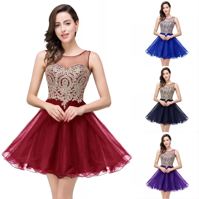 

Elegant Burgundy Navy Blue Purple Tulle Bridesmaid Dresses Short 2019 Sleeveless A line Wedding Party Dress Guest vestido