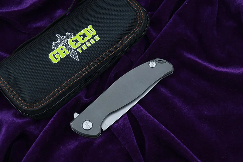 Зеленый шип плоский 95 Флиппер складной нож D2 лезвие TC4 Титан плоская ручка Открытый Отдых Охота Карманный Фруктовый Нож EDC инструменты