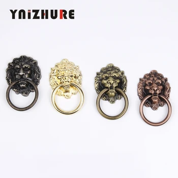 

10pcs 43 * 67mm New Furniture Handles Beast for Lion Head Antique Alloy Handle Wardrobe Drawer Door Pull Retro Decoration