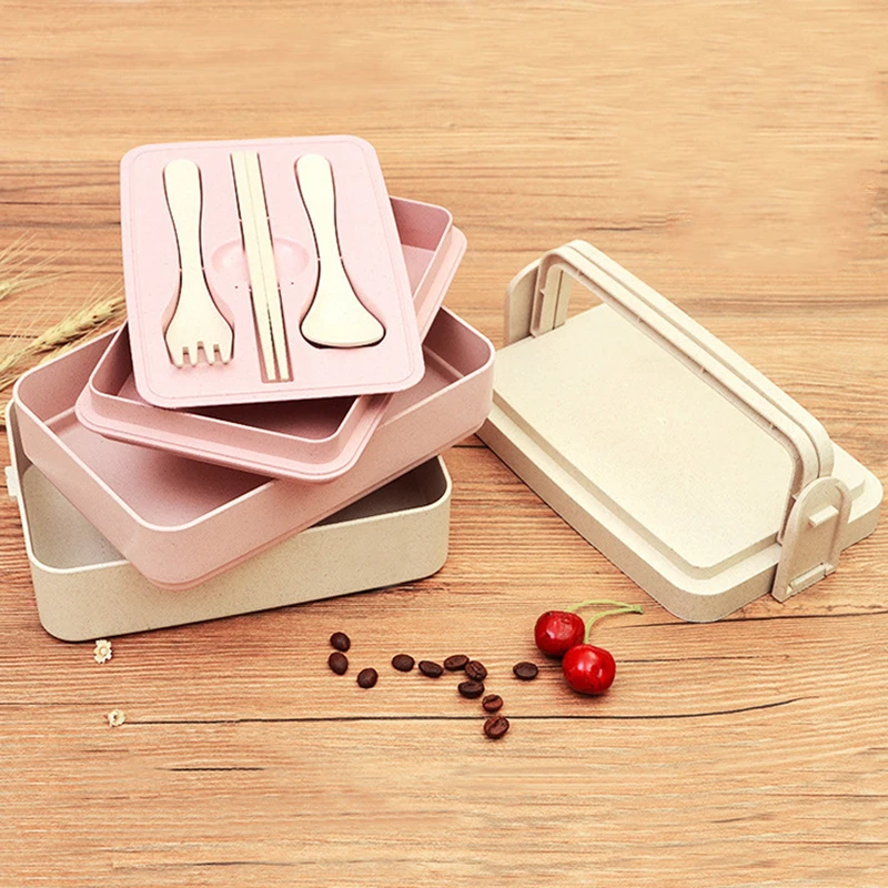 Пшеничная соломенная коробка для ланча трехслойная Bento экологически чистая