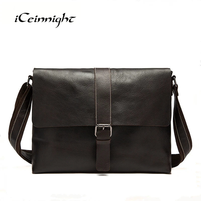 

iCeinnight Vintage Leather Men's Bags Fashion Casual Genuine Leather Men Messenger Shoulder Bag Designer Handbag High Quality