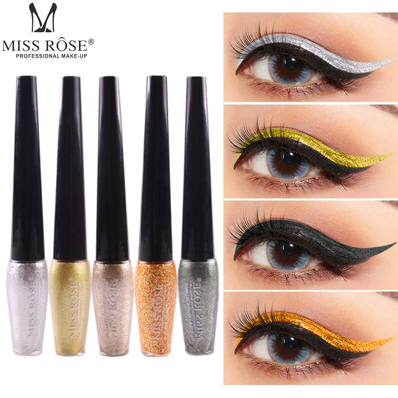 

MISS ROSE Eye Makeup Liquid Eyeliner Shimmer Cosmetics Gold Silver Glitter Eyeliner Diamond Pigment Waterproof Maquillage Yeux