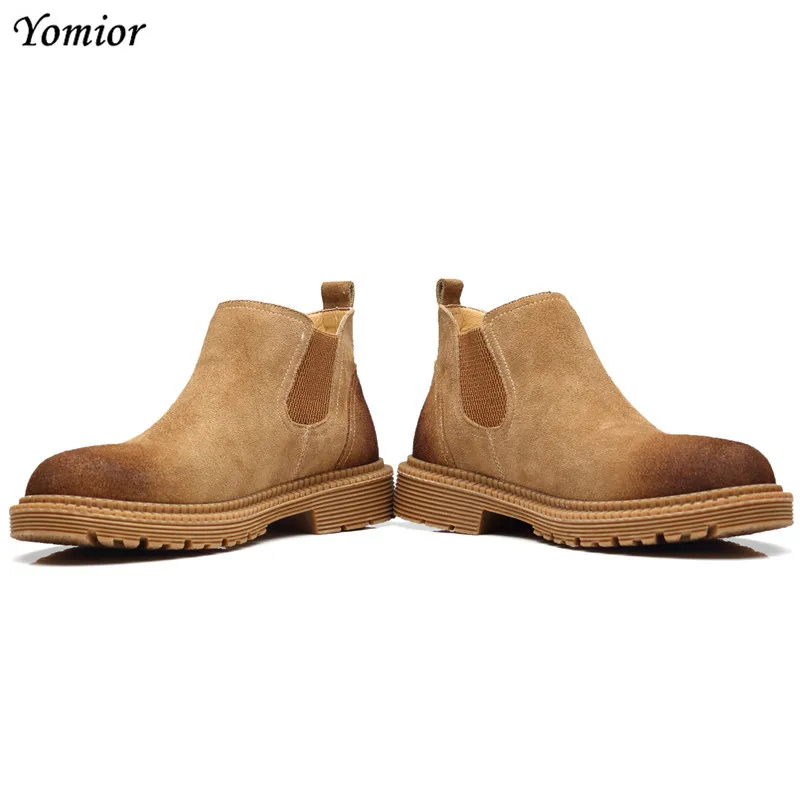 Noir Haute jaune Hiver Hommes En Bottes Vintage Qualité sur gris Slip Robe Cuir Formelle Chelsea New Mode Yomior Automne Cheville Véritable UqdRUx
