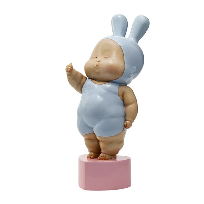 Прекрасные художественные дизайн рисунок Nordic Статуя Фигурка Miniture baby blue домашний декор, скульптура Зайчик мальчик дети Chirsmas подарок ручной