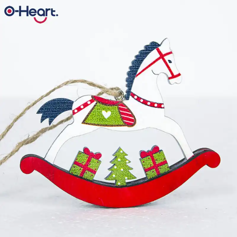 Cute Wooden Horse Christmas Tree Decorations Hanging Pendant Horse