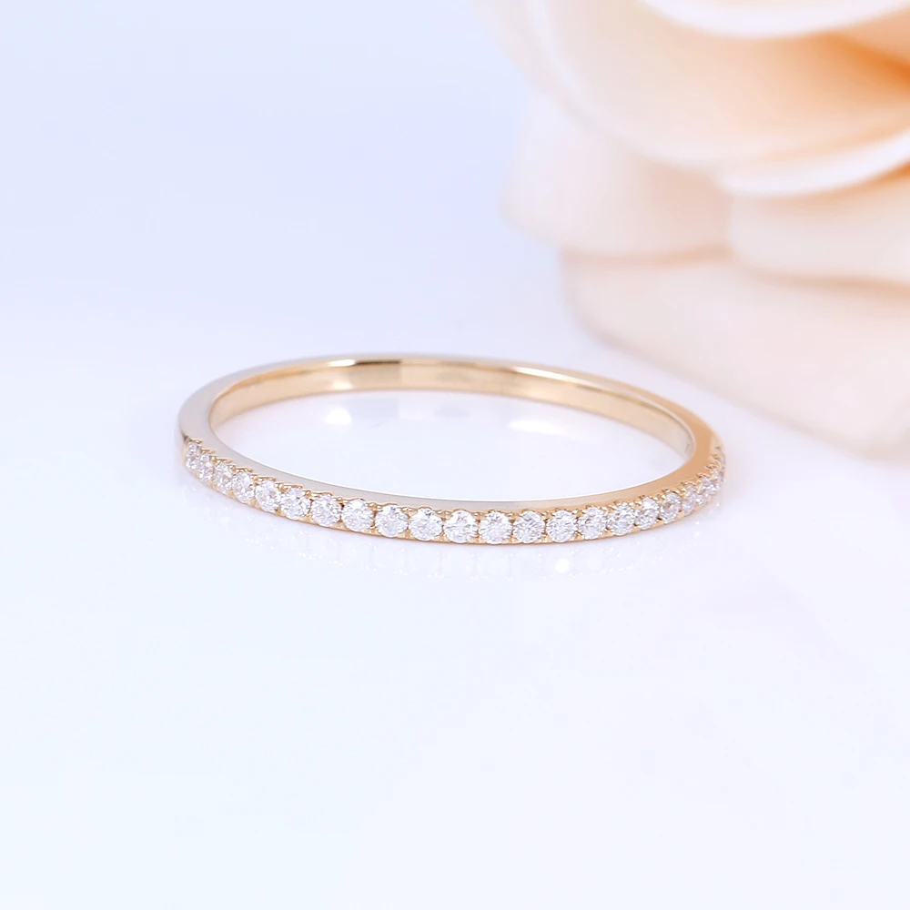 DovEggs Новое поступление 1,2 мм 0.16ctw H цвет 23 шт Муассанит Алмаз 14 к белое золото обручальные кольца для женщин обручальные кольца
