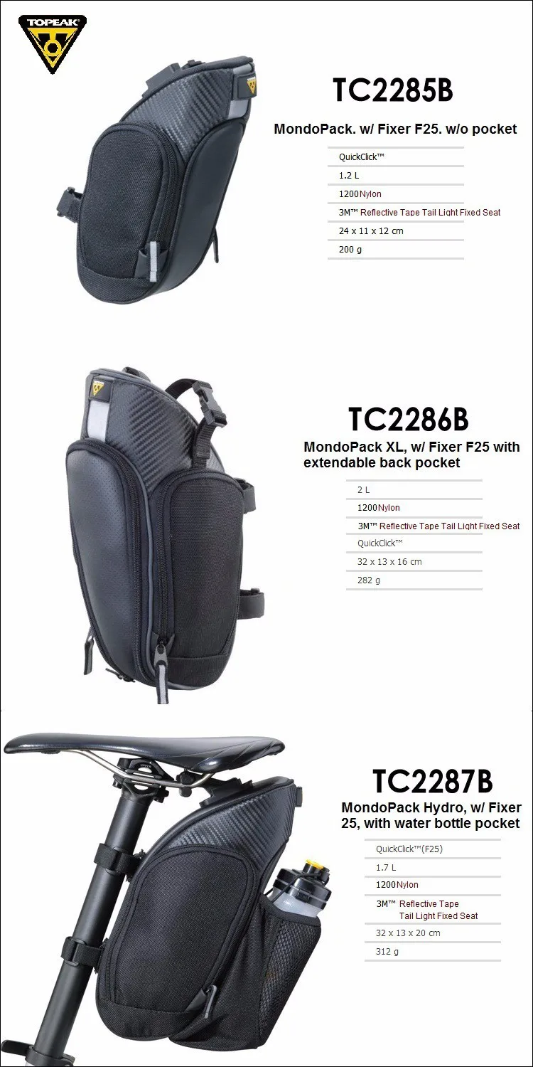 Topiak TC2285B/2286B/2287B mondopak велосипедная сумка на подседельный штырь с креплением на седло велосипедная сумка с волшебными пряжками