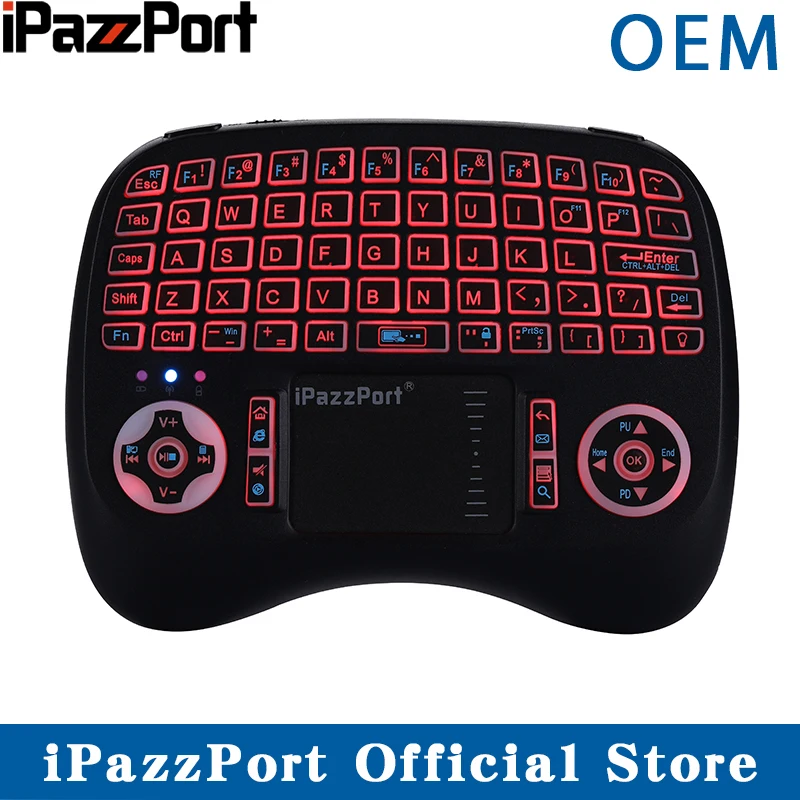 

iPazzPort 21TL RGB Backlit 2.4GHz Wireless Keyboard Air Mouse with Touchpad For Android TV Box, Mini PC, Raspberry Pi3, OEM