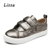 

sneakers kids breathable Hook loop anti slippery boys girls babys shoes 2018 Flashing kids white black sneakers platform