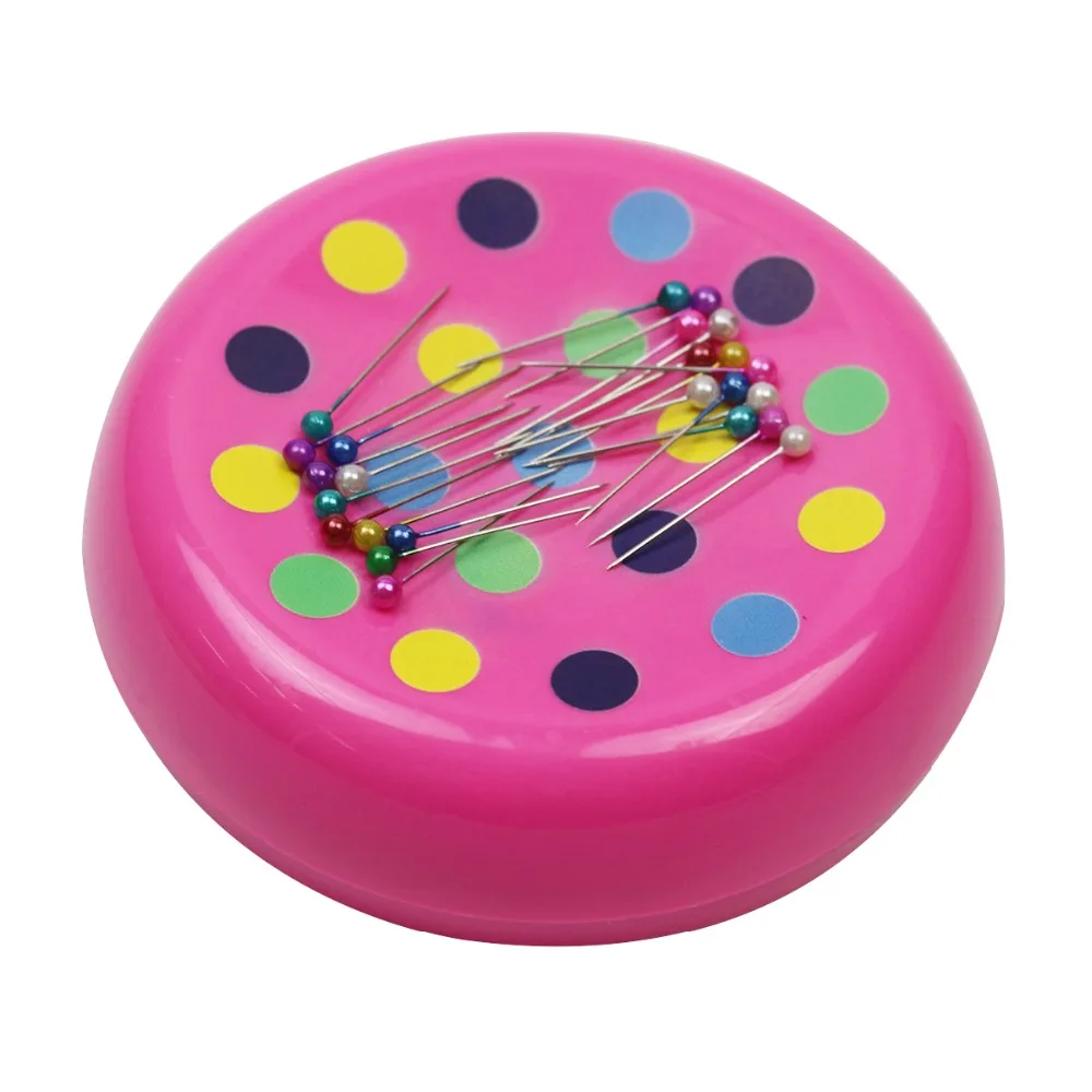 1Pc Round Sewing Pin Cushion With 100 Pcs Pearls Head Pins Pin