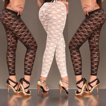 

Women Sexy Floral Stylish Skinny Lace Hollow Leggings Pants Footless