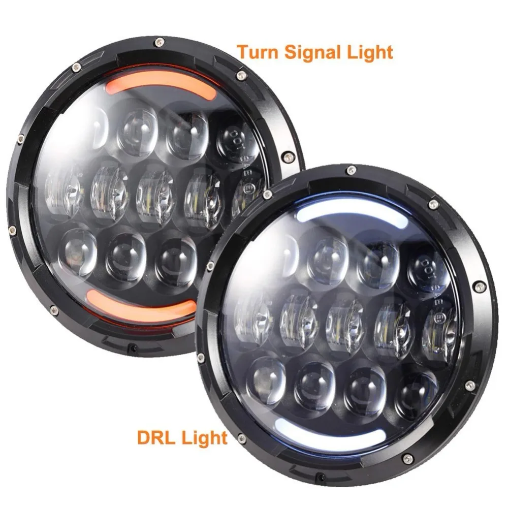 (One Pair)7 Inch Round LED Headlights HiLo Beam With Daytime Running Light (DRL) For Jeep Wrangler JK TJ LJ (DOT Approved)