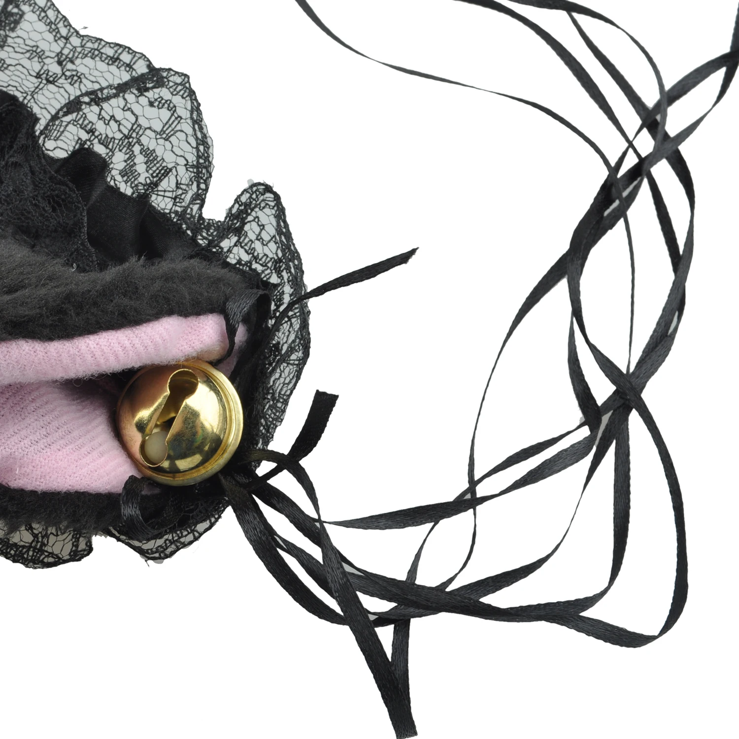 Косплей: Кружевная повязка на голову с кошачьими ушками и лента-черный