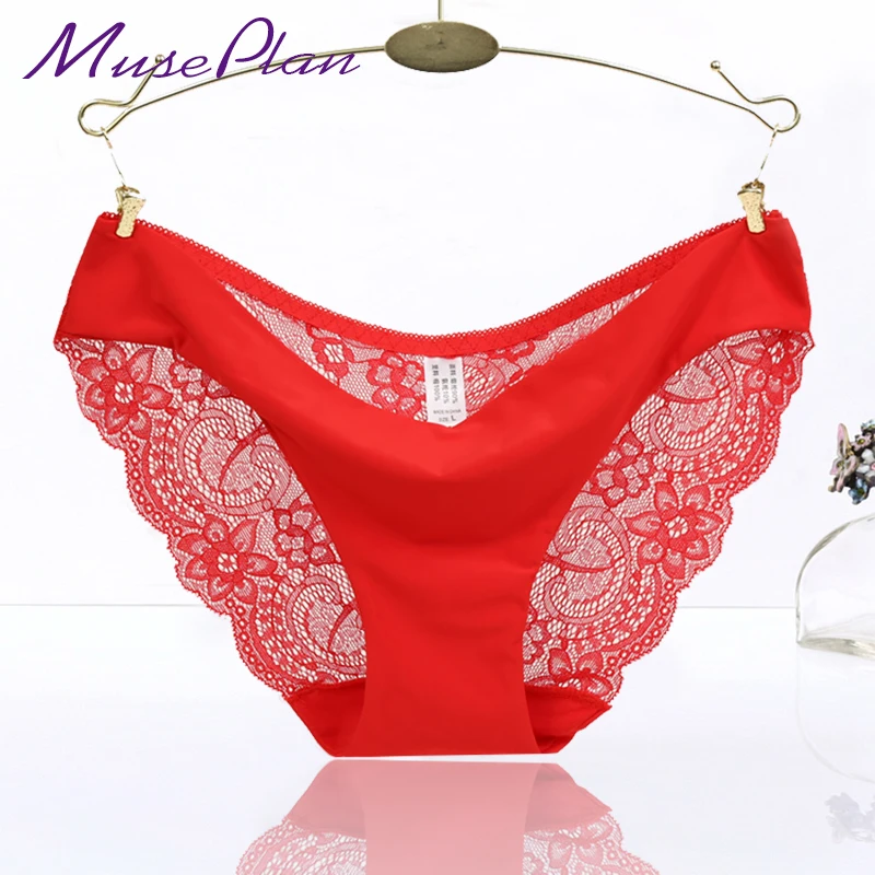 3 pieces a lot!Hot sale! sexy lace panties seamless cotton breathable Hollow briefs Plus Size girl underwear