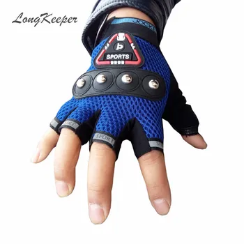 

LongKeeper Mens Tactical Gloves Fingerless Metal & Leather Golve Half Finger Mittens For Men Army Luva tatica SXJ02