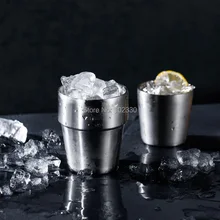 100 шт. 175 мл Чай Кубок волос линия отделка зеркала Scaldproof 304 Нержавеющая сталь двойной Слои стакана воды посуда