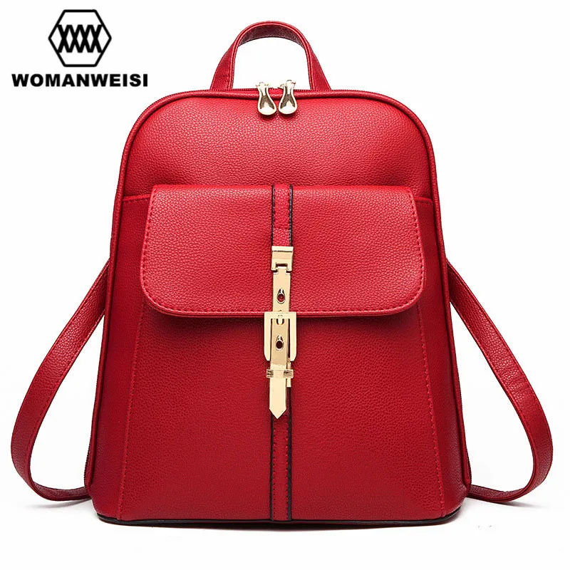 

Designer Backpacks High Quality PU Leather With Metal Buckles 9 Colors Girls Student School Bags Fashion Women Beach Bags Bolsos