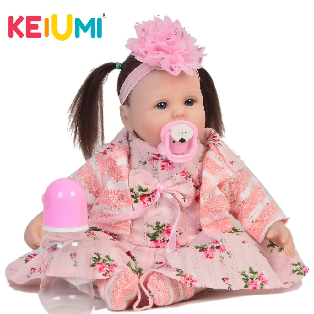 

KEIUMI 43 cm Baby Reborn Girl Touch Real Silicone Body 17 Inch Newborn Reborn Baby Dolls Cute Playmate For kids Birthday Gifts