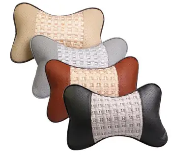 

2 Pieces Car Neck Pillow 4 Colors Double-sided PU Leather Ice silk Car Headrest Automotive Interior Safety Accessories