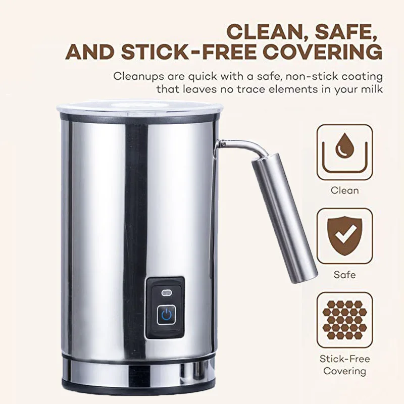 Stainless Steel 3 Function Automatic Milk Frother Coffee Foamer Container Soft Foam Cappuccino Maker Electric Coffee Frother