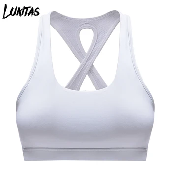 

LUKITAS Sexy Yoga Bra Women Sports Bra Padded Bra Running Workout Gym Top Fitness Breathable Push Up Shockproof Cross Back Tank