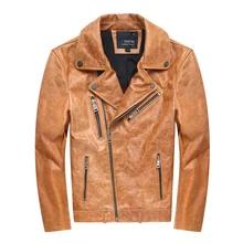 Фабрика воловья кожа Винтаж Ретро желтый oдежда из натуральной кожи мужская куртка верхняя одежда дизайн отложной воротник Мода 3XL