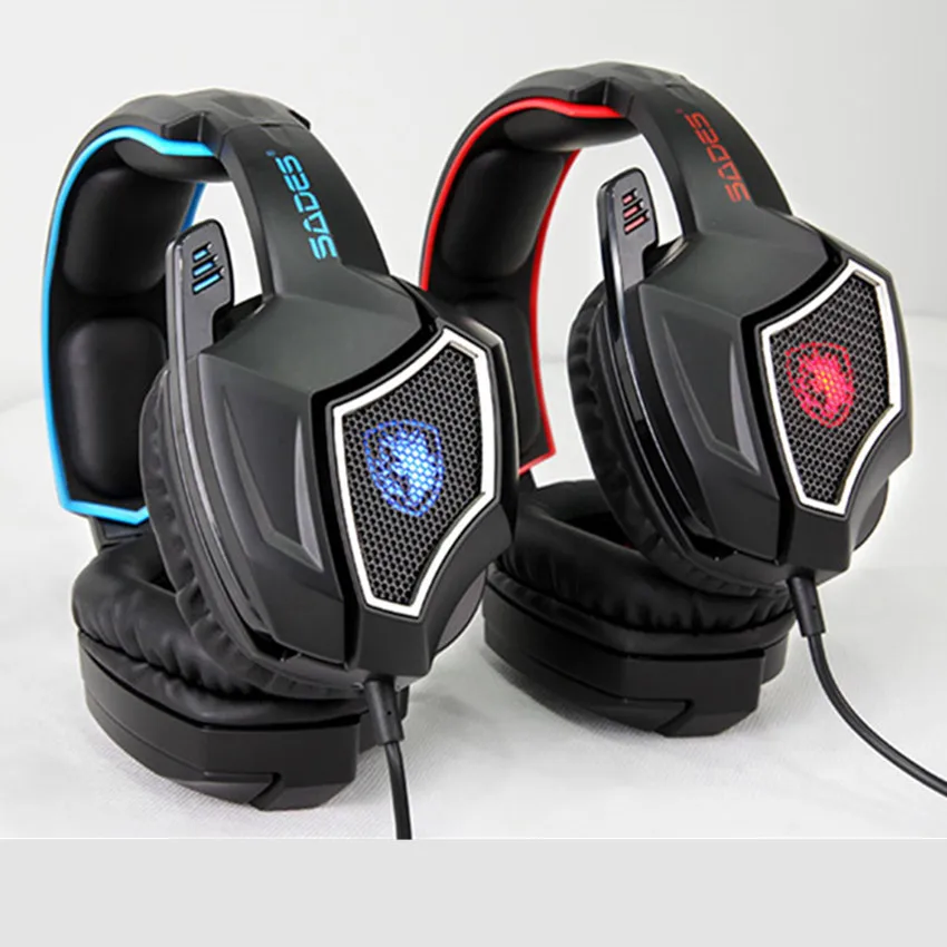 Sades дух волка компьютерные игровые наушники с микрофоном Led PC Gamer гарнитура