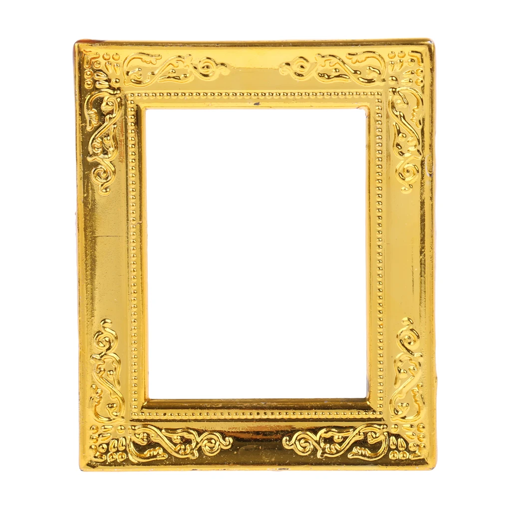 5pcs Vintage Mini Metal Dollhouse Decor Furniture Kit Picture Photo Frames for 1:12 Dolls House Miniature Accessory