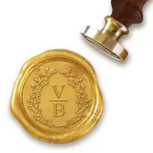 Персонализированные монограмма 2-Начальные Пользовательские Воск печать штамп " die-#1959 раз Роман шрифта duogram в венок