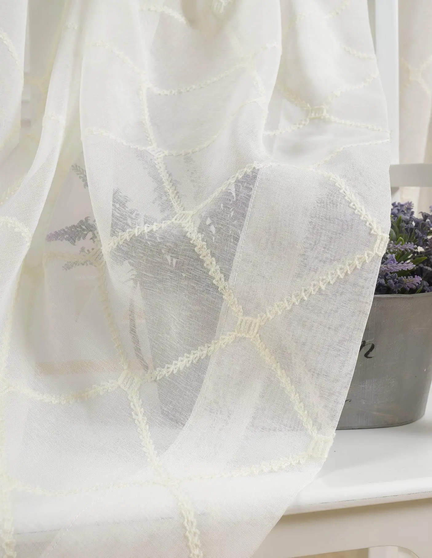 Lingge вышивка занавески французские окна вышитые геометрические пасторальные шторы для гостиной Gardinen Тюль кухня отвесные - Цвет: tulle