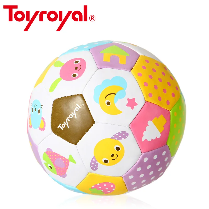 Image Toyroyal Lovely Stuffed Rattle Ball Infants and Toddlers Soft Soccer Ring Sensor Ball Toys for Children Newborn Gift PU Leather