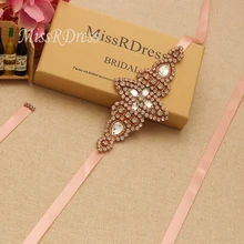 MissRDress Стразы пояс невесты розовое золото Лента Свадебная со стразами ручной работы Алмазный свадебный пояс для свадебных платьев JK901